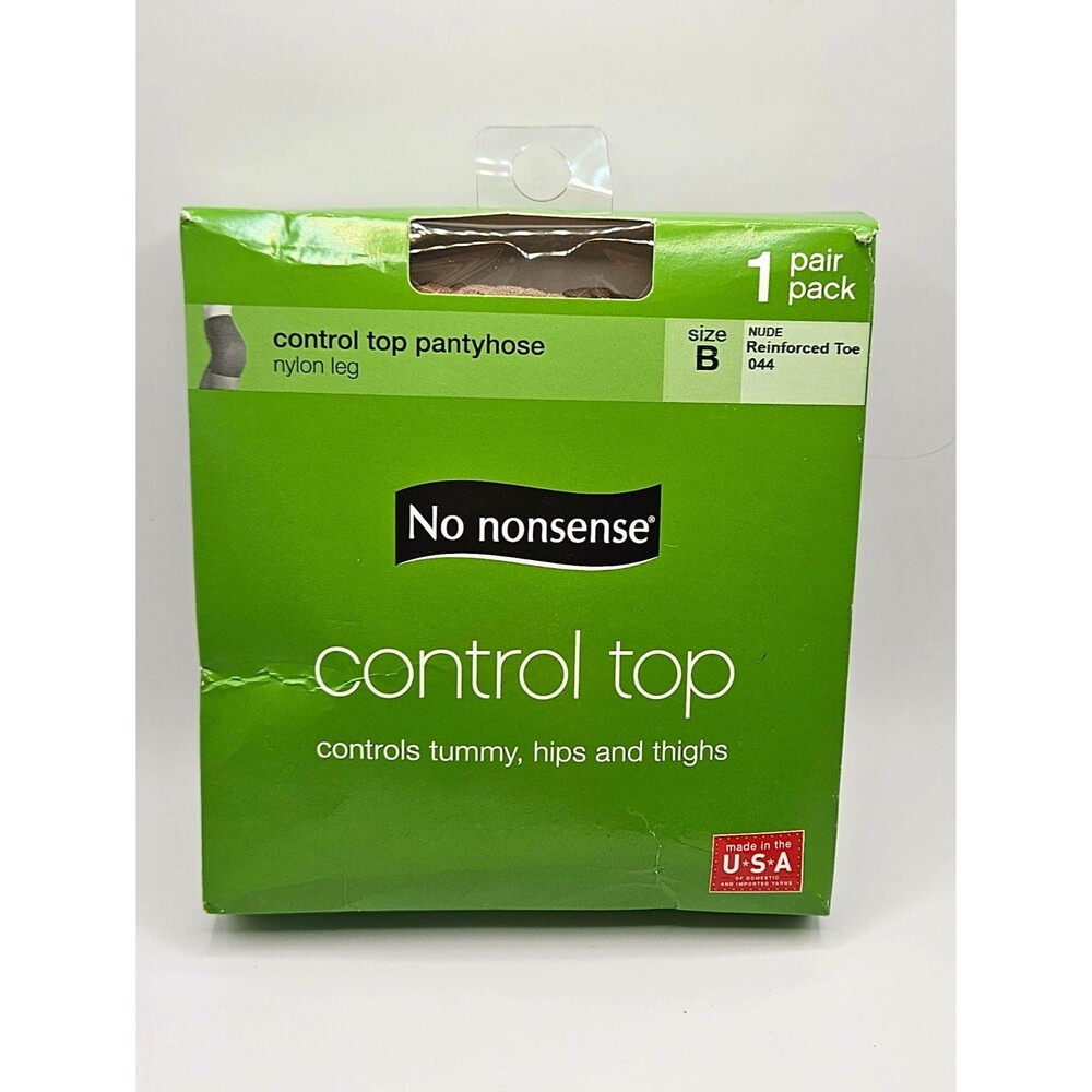 No Nonsense Control Top Pantyhose NUDE Reinforced Toe Size B